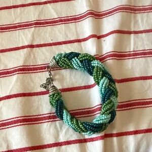 Twisted Green and Blue Beaded Bracelet